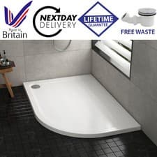 Image of 900 x 800mm Right Hand Offset Quadrant Stone Resin Shower Tray with Waste