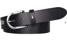 Image of Tommy Hilfiger Womens  Danny  Leather Belt Black 90cm (fits 30”  ) New