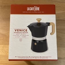 Image of La Cafetiere Espresso Maker 3 Cup Black Wood Effect Handle