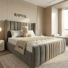 Image of OTTOMAN BED DIVAN OTTOMAN WING PLUSH BOSTON STORAGE DOUBLE & KING BED