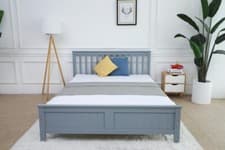 Image of Grey Wooden Bed Frame With/ Without Mattress Double & King Size