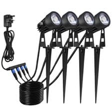 Image of 4 x Outdoor Garden LED Spike Lights Adjustable Pathway 12V Low Voltage Kit IP54