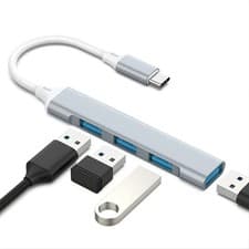 Image of USB-C to 4 Port USB-A Hub | Type-C Adapter USB 3.0/2.0 Multiport Splitter