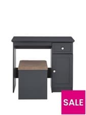 Image of Chester Dressing Table And Stool Set - Grey.