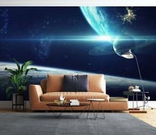 Image of 3D Blue Planet R3701 Wallpaper Wall Mural Self-adhesive Removable Luna