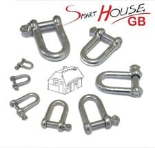 Image of Dee Shackles 5mm 6mm 8mm 10mm 12mm - 28mm D Shackle Galvanised Steel Zinc Plated