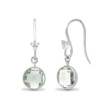 Image of 18ct White Gold Jewelco London Diamond Green Amethyst Bubbly Tear Drop Earrings