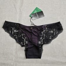 Image of Emporio Armani Women's Dreamy Lace Brief Size L Viscose Black Knickers