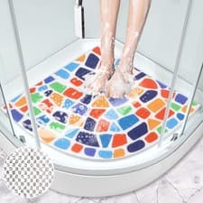 Image of Corner Shower Mat Non Slip Anti Mould, 60 x 60 cm Loofah Triangular Shower Ma...