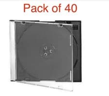 Image of 40 x Slimline Single CD / Dvd Jewel Case 5.2mm Cases Black Tray High Quality
