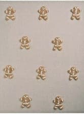 Image of GINGERBREAD MAN NATURAL TUFTED THROW BLANKET TASSLES 120 x 150 cm 100% COTTON