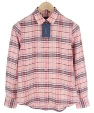 Image of GANT Check Twill Ladies Shirt EU34 Pink Flannel Leisure Spread Neck Button-Up
