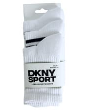 Image of DKNY Sport Womens Pack Of 3 Ribbed Sports Gym Socks - Size 4-7 White Crew Socks