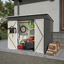 Image of Garden Shed Pent Roof 4X8FT Metal Free Foundation Base Storage House Anthracite