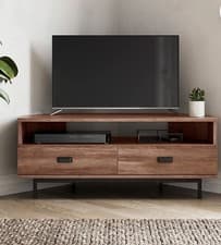 Image of dark oak corner tv cabinet stand