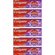 Image of 6 x Colgate Max White Purple Whitening Toothpaste 75ml