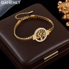 Image of Elegant Tree of Life bracelet, 18K gold plated, waterproof stainless steel gift