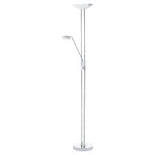 Image of Floor Lamp Light Colour Chrome Shade White Satined Glass Bulb LED 20W 2.5W 2.5W