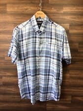 Image of Barbour Blue Check “Hartley” Cotton Short Sleeve Shirt Size M BNWOT