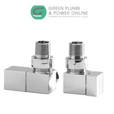 Image of Cube Chrome Square Angled Radiator Valves (Pair) Manual Radiator Valves