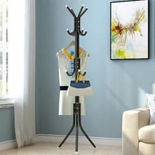 Image of 12 Hooks Coat Stand Coat Hat Jacket Umbrella Floor Standing Rack Clothes Hanger