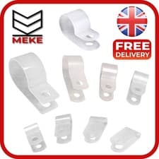 Image of P Clips Nylon Plastic PClip Hose Clamp Cable Tubing Conduit Tidy Fastener
