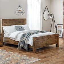 Image of Wood Oak Bed, Hoxton Low Foot End Bed with 3 Size and 4 Mattress Options