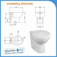 Image of Bathroom Back to Wall Unit BTW WC Toilet Pan, Cistern & Seat Variety of Sizes