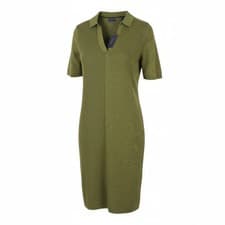 Image of GANT Ribbed Rugger Women Dress M Utility Green Melange Linen Blend Polo *