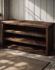 Image of Rustic Shoe Bench - Handmade Wooden Shoe Rack – Shoe Storage Organizer for Entry