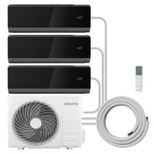 Image of electriQ Black Multi-Split 3x 9000 BTU Heating & Cooling Wall Air Conditioner Sy