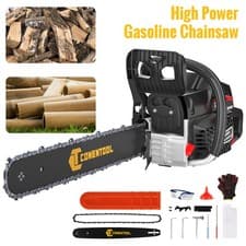 Image of 58cc Heavy Duty Petrol Chainsaw 18" Bar 45cm Cut 2-Stroke Easy-starting Cutter