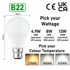 Image of LED GLS LIGHT BULBS 40w 60w 100w WARM/COOL WHITE BC/B22 ES/E27 Bayonet Daylight