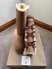 Image of GENUINE UGG BOOTS W BAILEY BOW TALL II (CHESTNUT) SIZE 7 EU40 - B/NEW COST £260