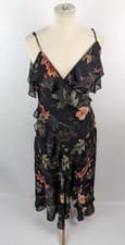 Image of allsaints All Orion dress Womens - Black size uk 8 midi floral Straps NEW