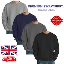 Image of Mens UK Sweatshirt Heavy Blend Crew Neck Plain Jumper Pullover Top Quality