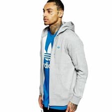 Image of Adidas Men's Originals Classic Trefoil Zip Jacket Hoodie Grey