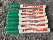 Image of Edding 750 Paint Marker Pens Bullet Tip Low Odour 2-4mm Line X 7 GREEN