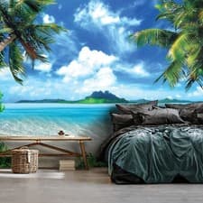 Image of BEACH PALMS TROPICAL Photo Wallpaper Wall Mural Modern Bedroom Living Room