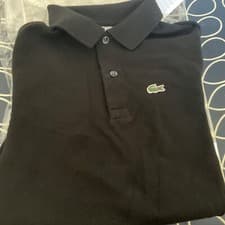 Image of LACOSTE BOYS WORN BLACK POLO SHIRT:SIZE AGE 12 YEARS-TAGS-FREE POSTAGE