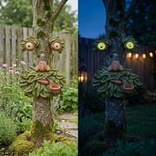 Image of Whimsical Tree Face Garden Ornament Woodland Spirit Outdoor Fairy Tree Decor Set