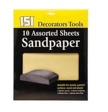 Image of Sandpaper Sheets Coarse Medium Fine Extra Fine Pack Of 10 Assorted Sheets