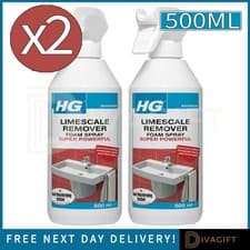 Image of 2 x HG LIMESCALE REMOVER FOAM SPRAY SUPER POWERFUL 500ML FOR STUBBORN LIMESCALE