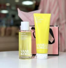 Image of Victoria’s Secret Pink Vanilla & Dream Mist Spray 250ml and Body Lotion Set New