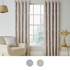 Image of Catherine Lansfield Meadowsweet Floral Jacquard Lined Eyelet Curtains