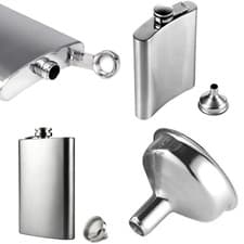 Image of Best Flask 4oz 5oz 6oz 7oz 8oz 9oz Hip Flask Brushed Stainless Steel With Funnel