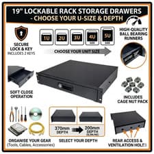 Image of 19" Rack Mount Locking Drawer 1U 2U 3U 4U 5U Network Data Cabinet Server Rack