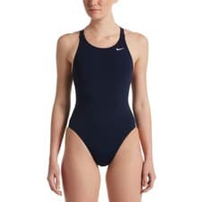 Image of Nike Swim Womens Nike Poly Solid Fast Back One Piece Swimsuit - Midnight Navy