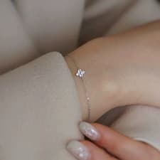Image of New Stainless Steel Zircon Necklaces for Women 18K Gold Plated Four Leaf Grass C