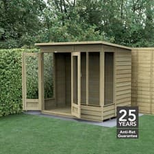 Image of Forest 4LIFE Pent Summerhouse 7x5 Double Door 4 Window Garden Shed